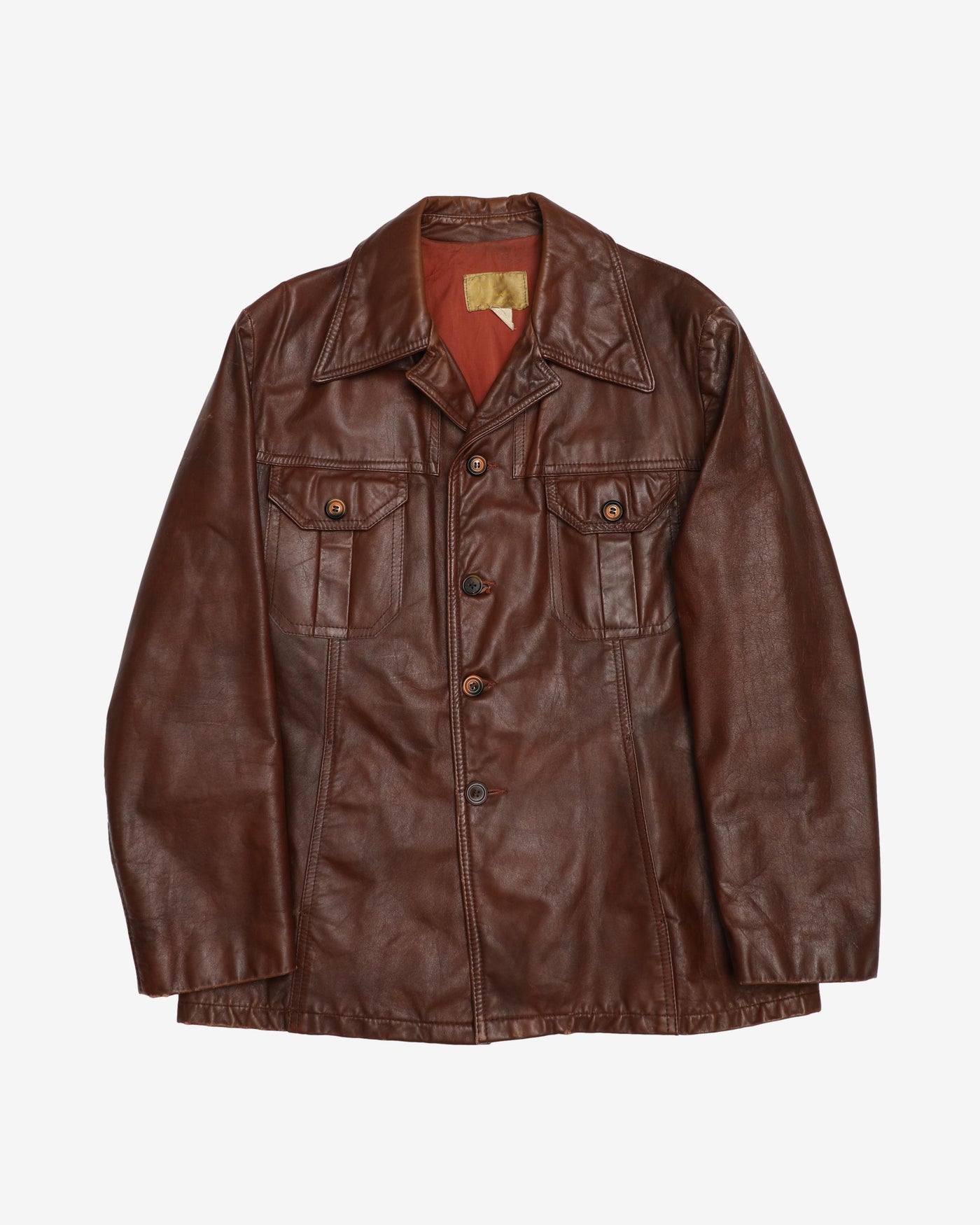 Vintage 70s Sears Brown Leather Jacket - L