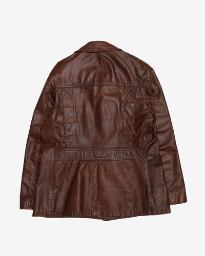 Vintage 70s Sears Brown Leather Jacket - L