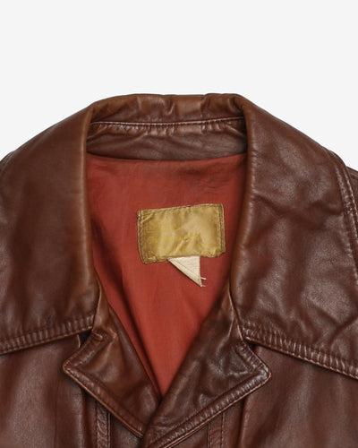 Vintage 70s Sears Brown Leather Jacket - L