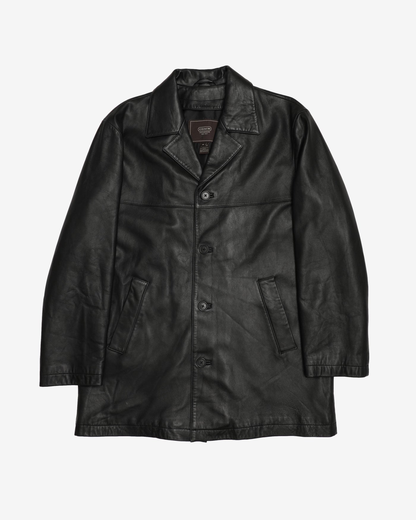 Coach Black Button Up Leather Jacket - M