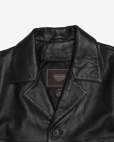 Coach Black Button Up Leather Jacket - M