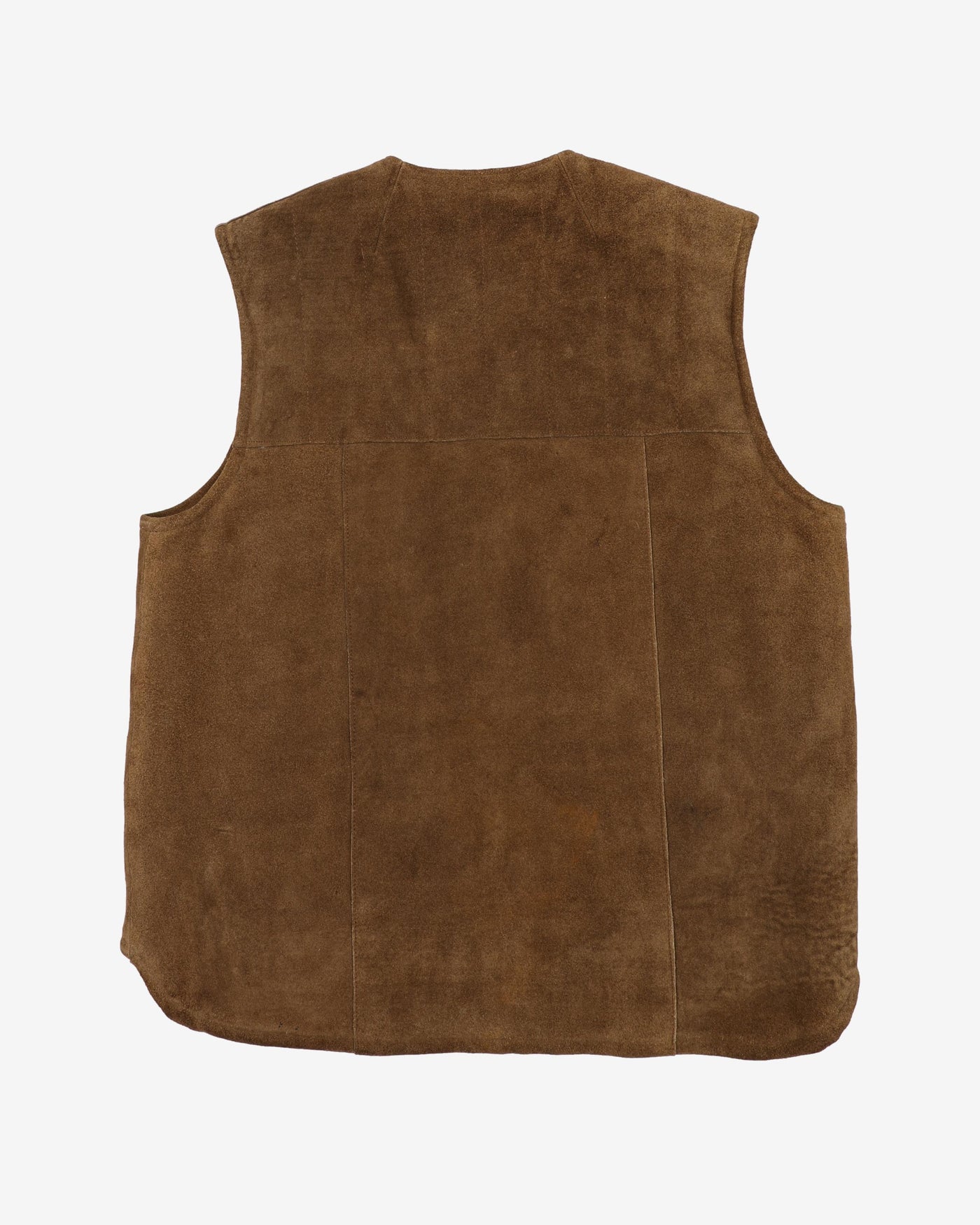 Brown Suede Fur Lined Gilet Waistcoat - S
