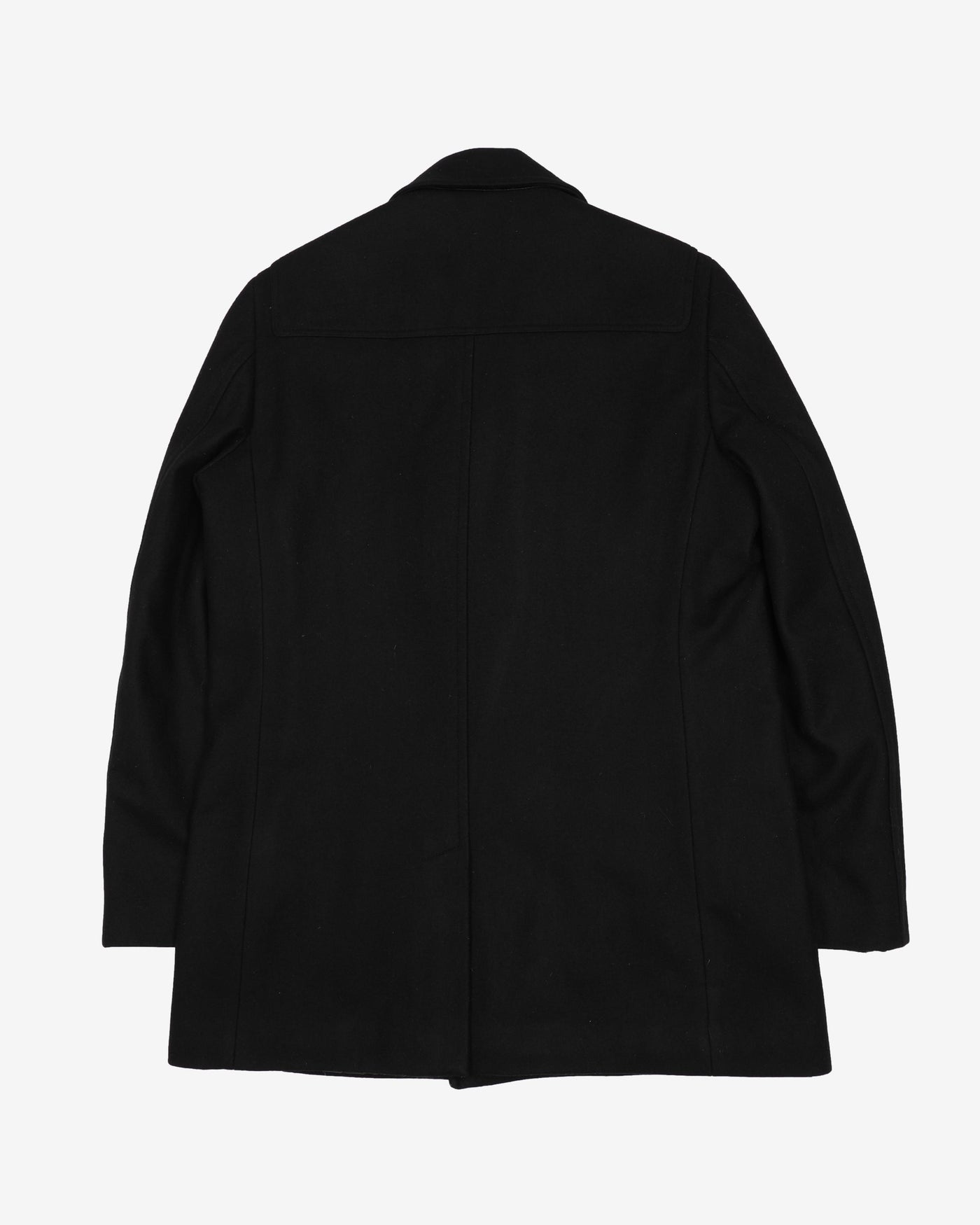 Black Wool Blend Jacket Overcoat - S