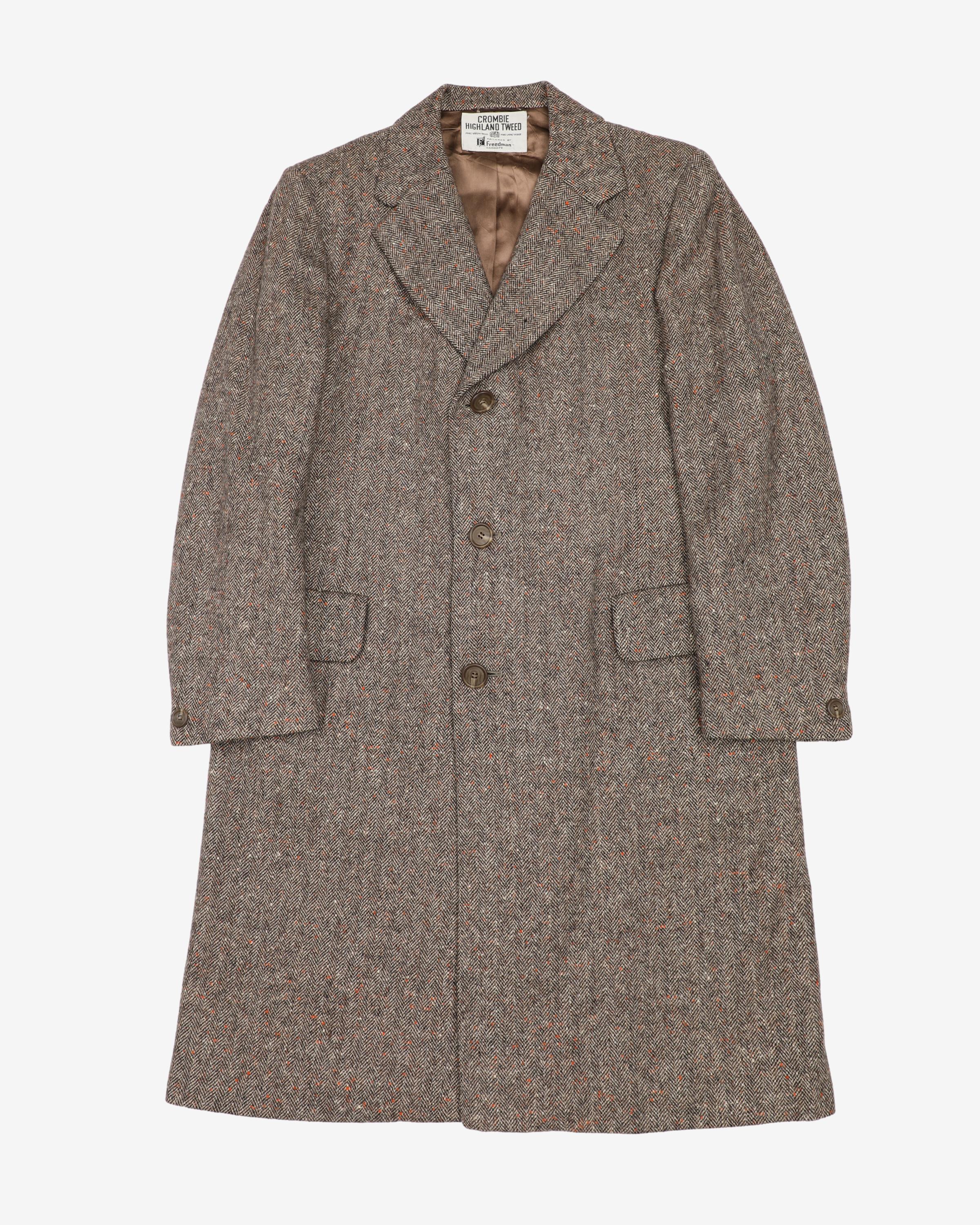 90s BURTON×CROMBIE wool court ユーロ ウールコート Crombie Tweed Wool Herringbone Overcoat - L – Rokit