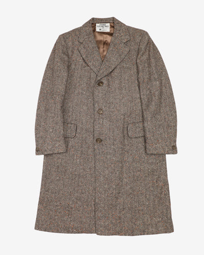 Crombie Tweed Wool Herringbone Overcoat - L
