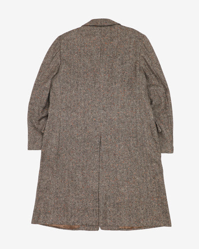 Crombie Tweed Wool Herringbone Overcoat - L