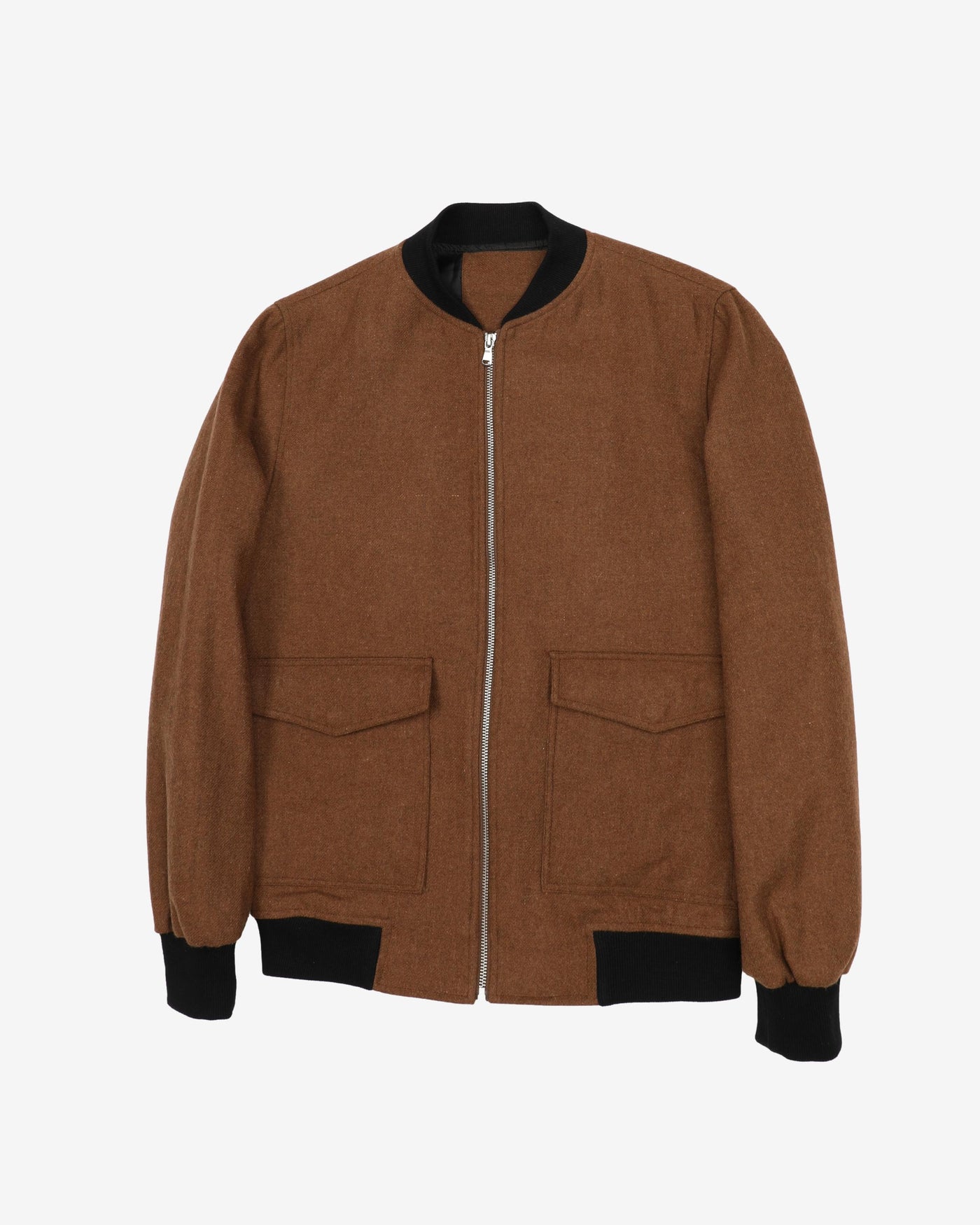 Brown Wool Bomber Style Jacket - XS