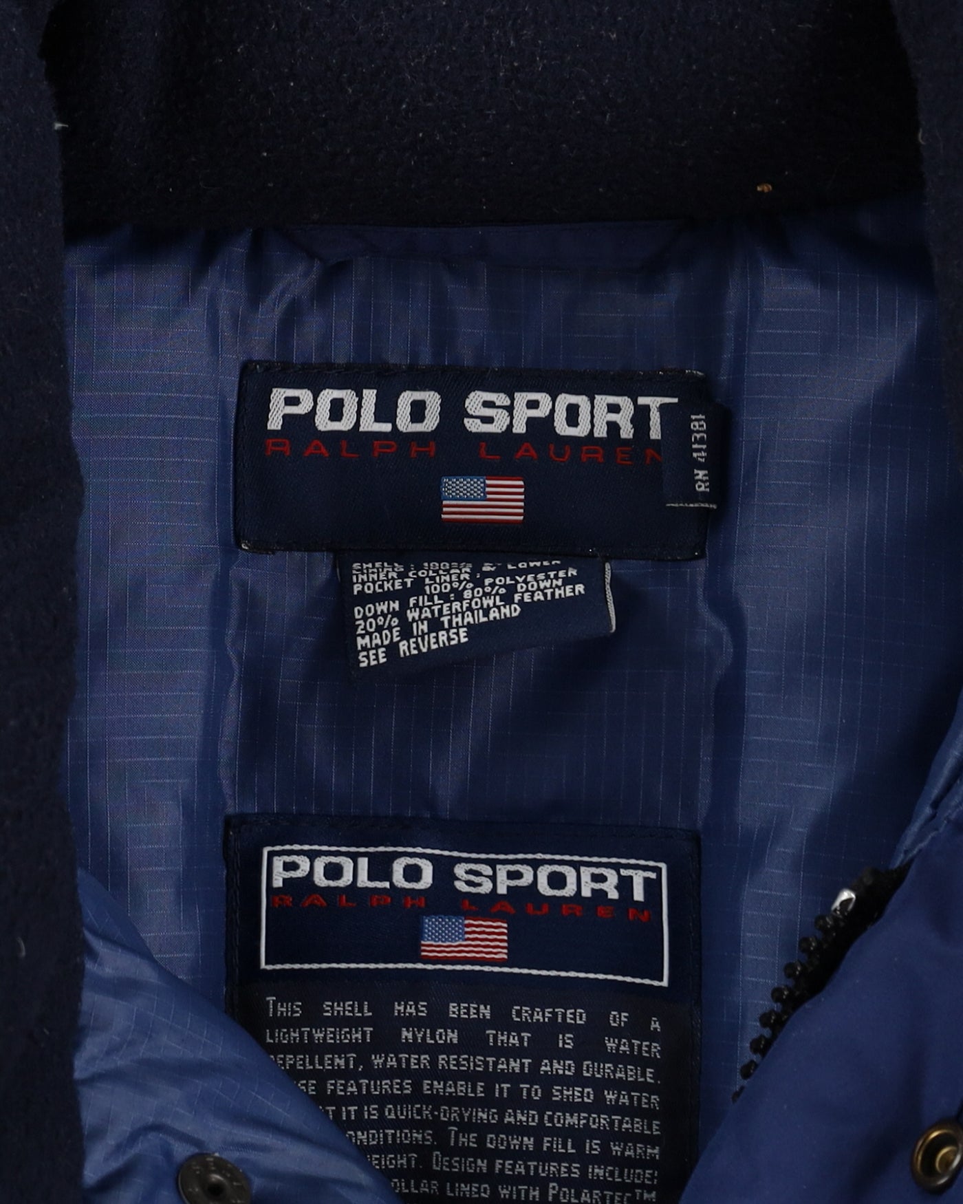 Vintage 90s Polo Sport Ralph Lauren Blue Puffer Jacket - M