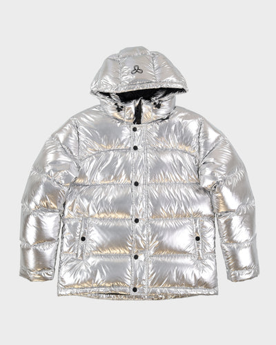 Aritzia TNA The Super Puff Shiny Silver Puffer Jacket - S