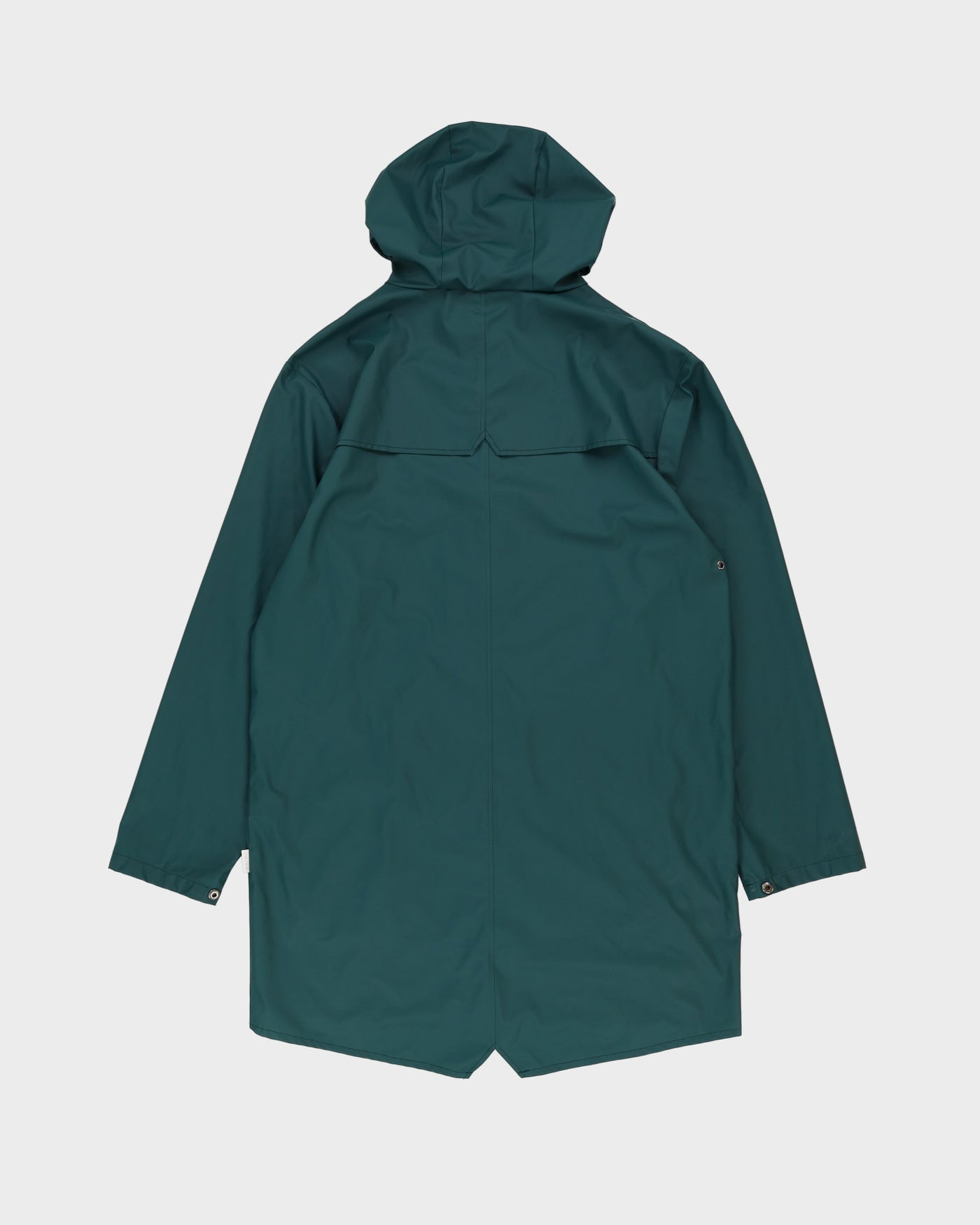 Rains Green Long Hooded Rain Jacket - M / L