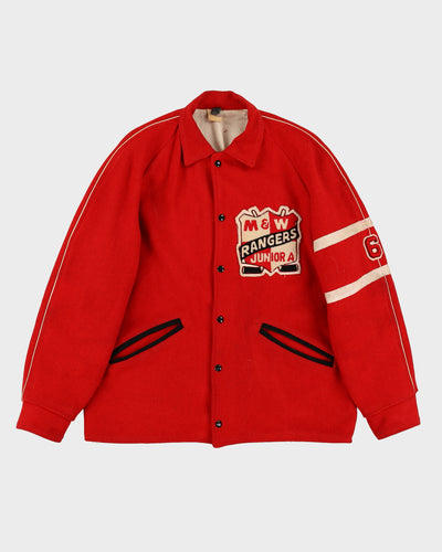 Vintage 60s Rangers Red Baseball / Varsity Jacket - L