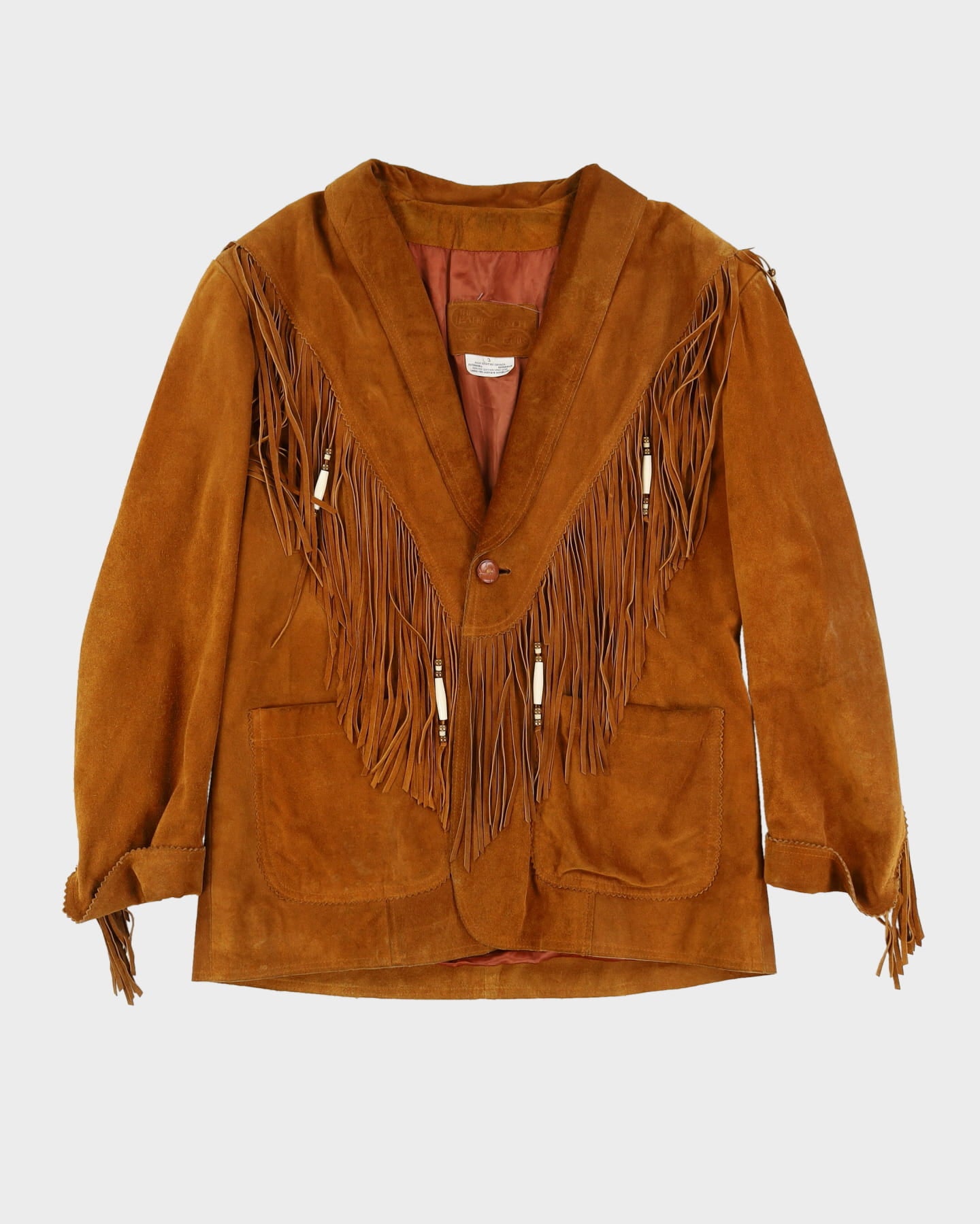 1990s Brown Suede Fringed Jacket - L