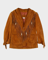 1990s Brown Suede Fringed Jacket - L
