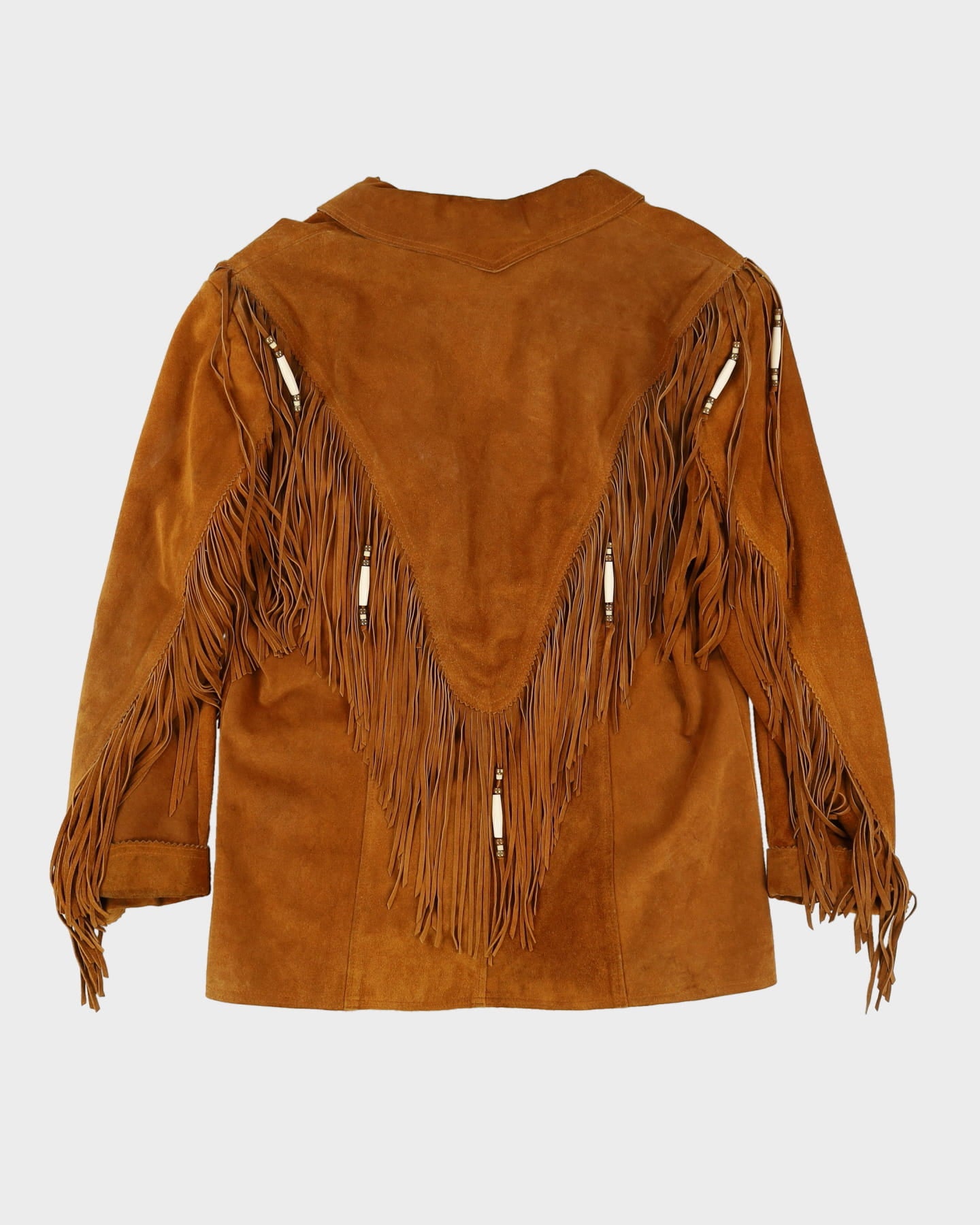 1990s Brown Suede Fringed Jacket - L