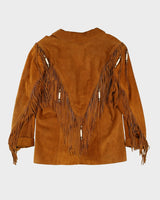 1990s Brown Suede Fringed Jacket - L
