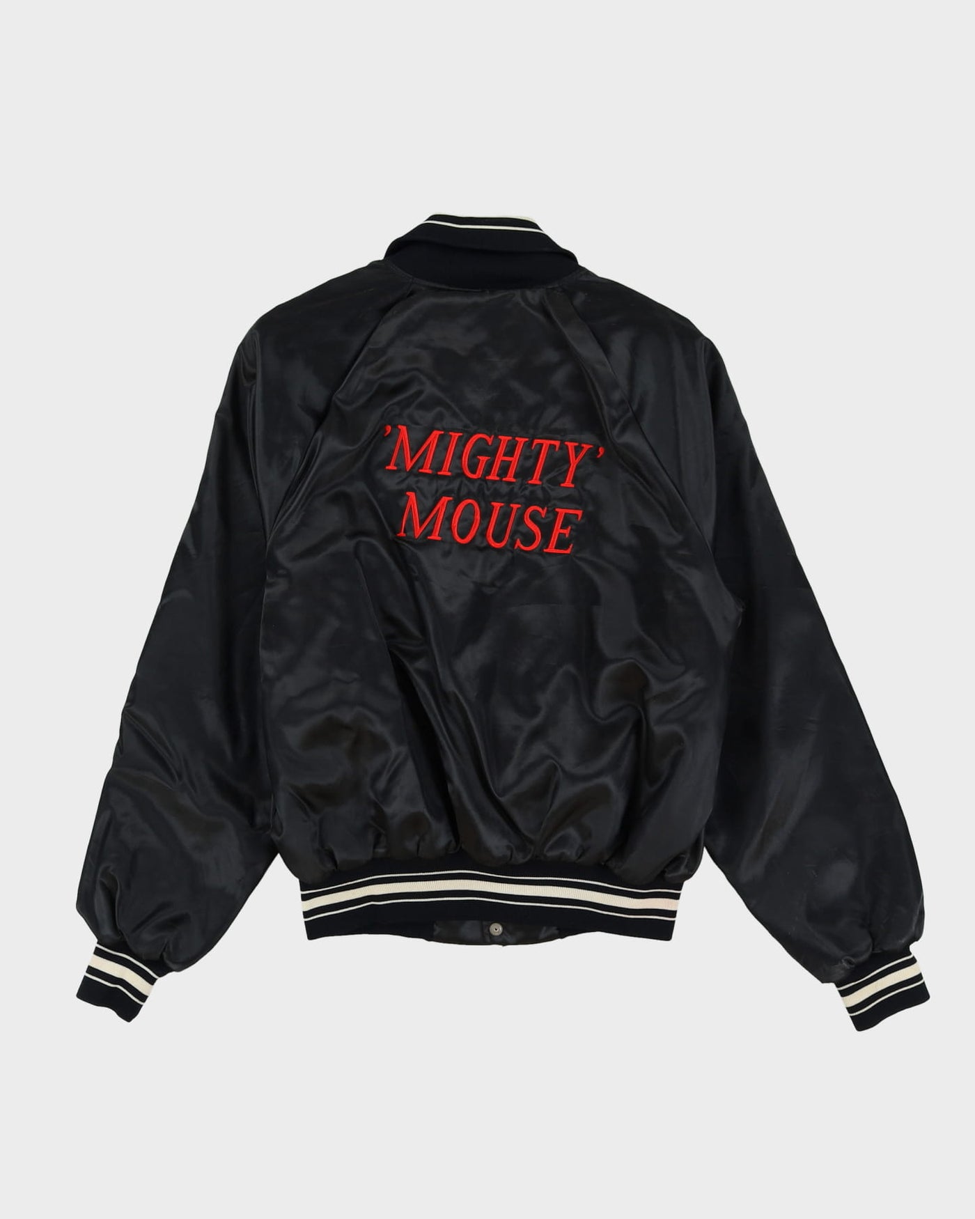 Vintage 80s MWG 72 Chevelle Mighty Mouse Black Bomber Baseball Jacket - M
