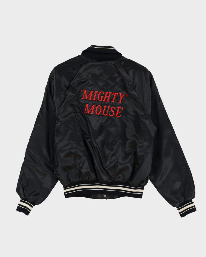 Vintage 80s MWG 72 Chevelle Mighty Mouse Black Bomber Baseball Jacket - M
