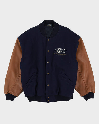 1997 FORD F-Series Truck Navy / Brown Baseball Jacket - L