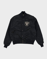 80s NFL Las Vegas / Oakland / Los Angeles Raiders Pro Line Starter Black Satin Bomber Jacket - M