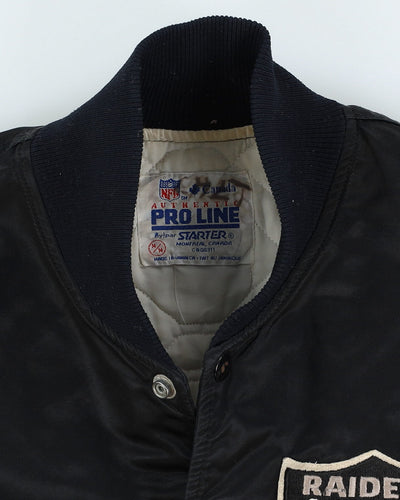 80s NFL Las Vegas / Oakland / Los Angeles Raiders Pro Line Starter Black Satin Bomber Jacket - M