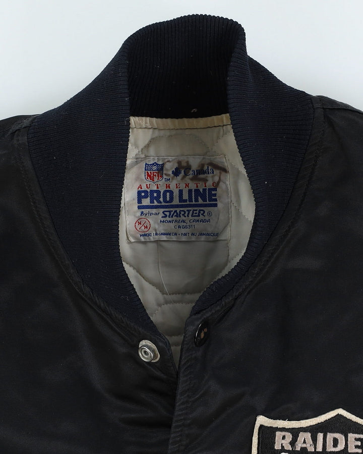 80s NFL Las Vegas / Oakland / Los Angeles Raiders Pro Line Starter Black Satin Bomber Jacket - M