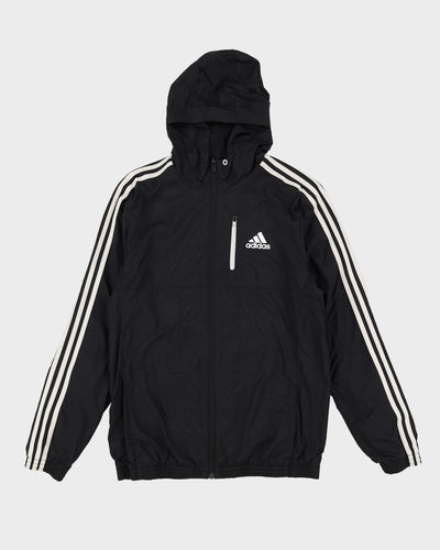 Adidas Black Hooded Zip Up Windbreaker Jacket - M