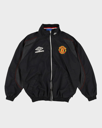 90s Manchester United Oversized Umbro Black Windbreaker Coach Jacket - S