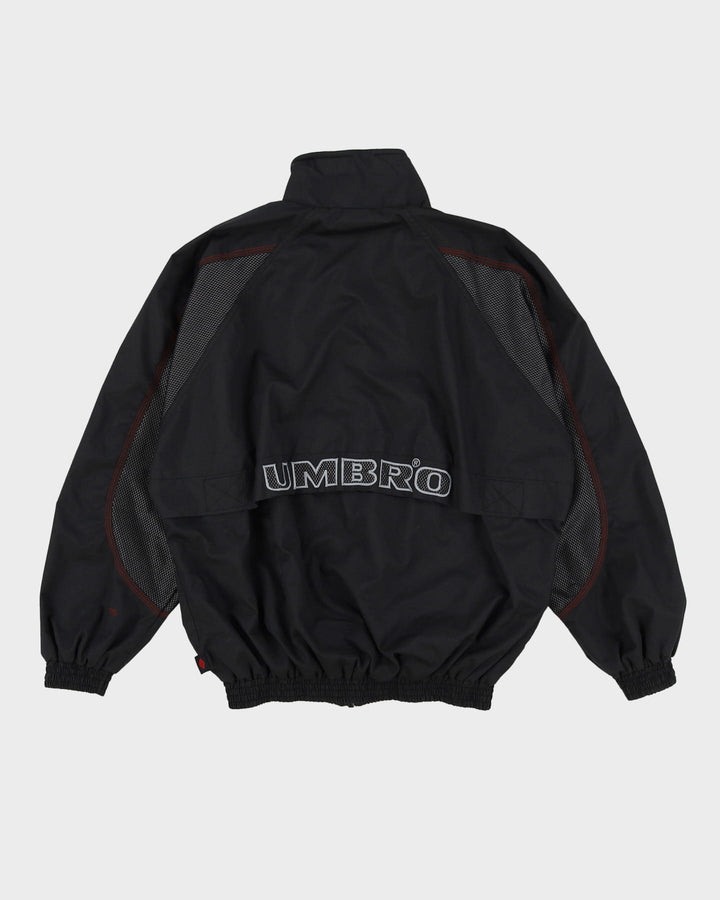 90s Manchester United Oversized Umbro Black Windbreaker Coach Jacket - S