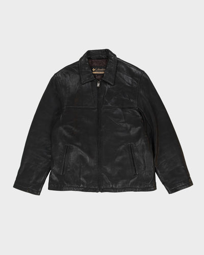 90s Columbia Black Leather Jacket - L