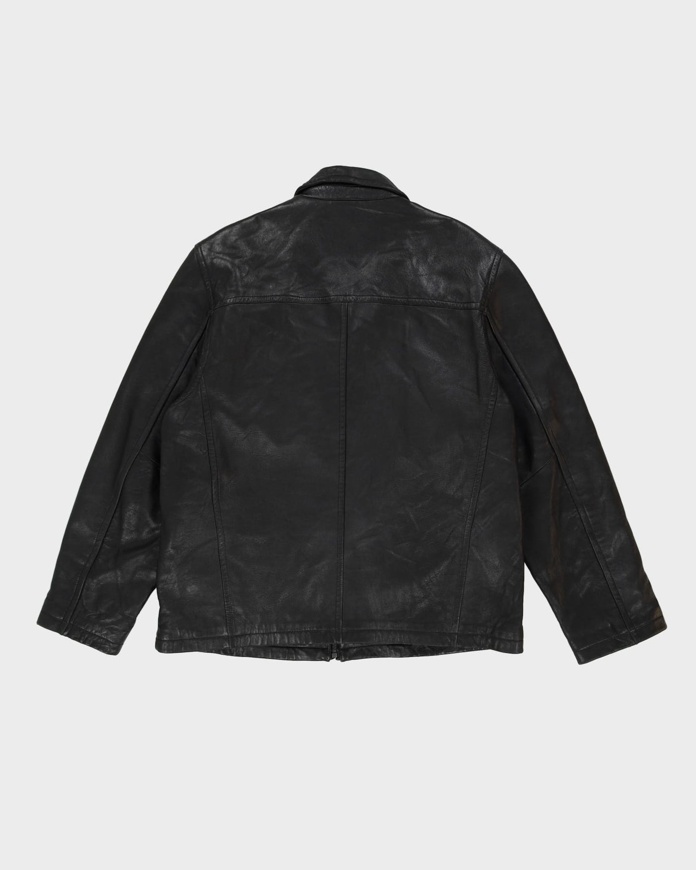 90s Columbia Black Leather Jacket - L