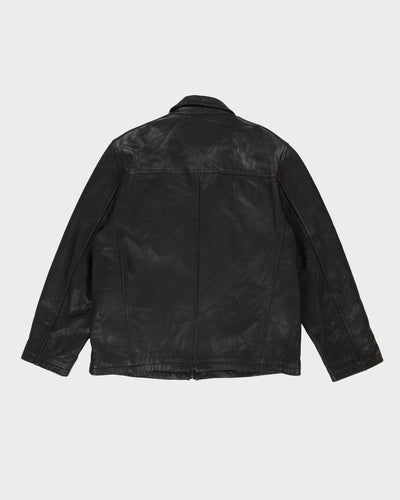 90s Columbia Black Leather Jacket - L