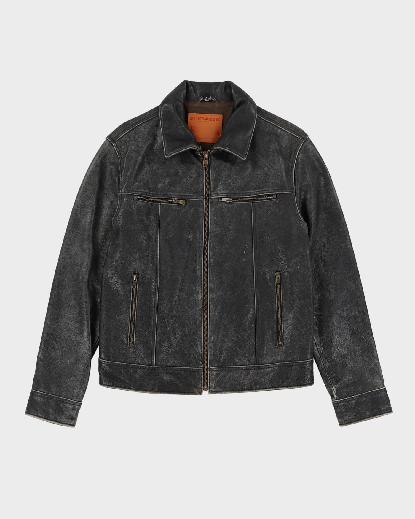 Levi's Distressed Black Leather Jacket - M