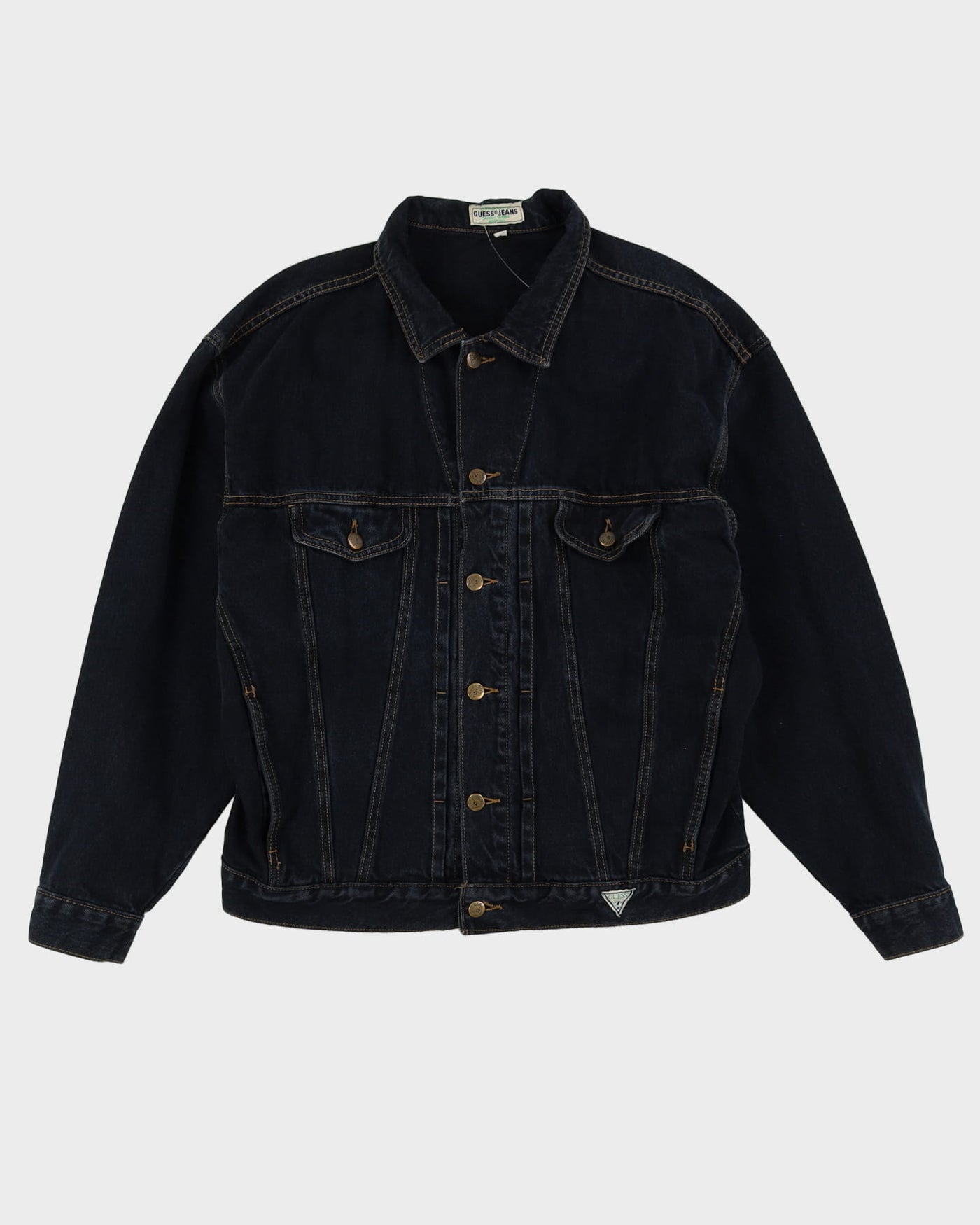 90s Guess Dark Wash Navy Contrast Stitch Denim Jacket - L