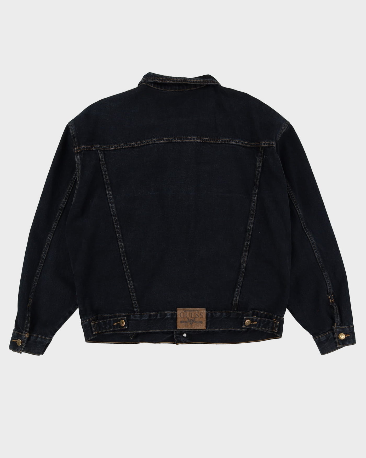 90s Guess Dark Wash Navy Contrast Stitch Denim Jacket - L
