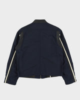 90s ETRO Black / Navy Leather Jacket - L