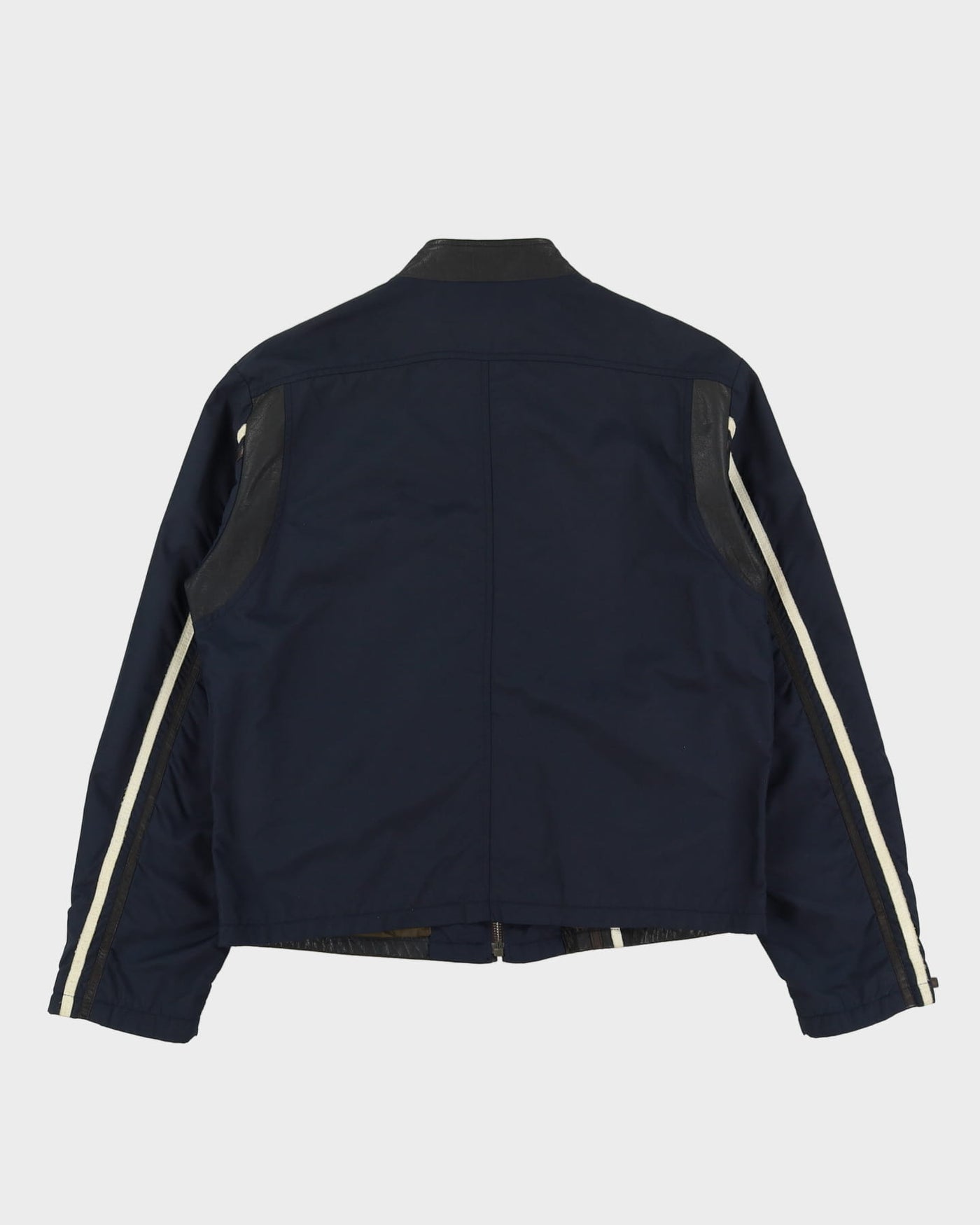 90s ETRO Black / Navy Leather Jacket - L