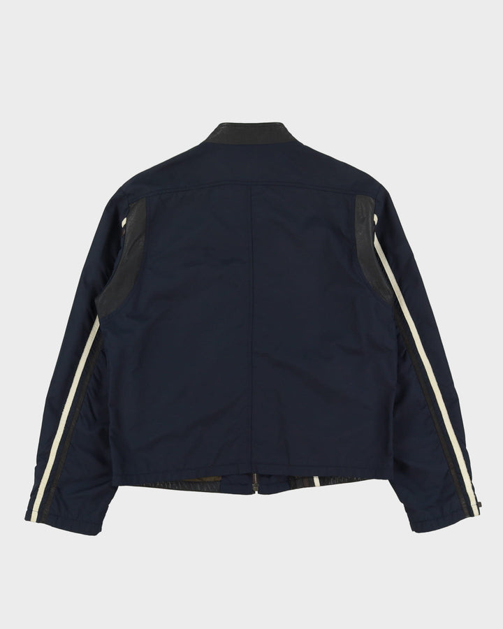 90s ETRO Black / Navy Leather Jacket - L