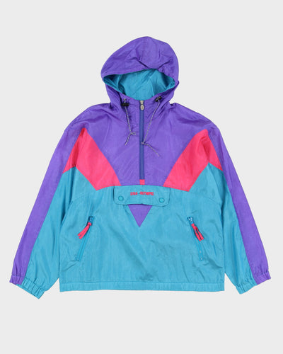 90s USA Olympics Turquoise / Purple / Pink Hooded Windbreaker Jacket - M
