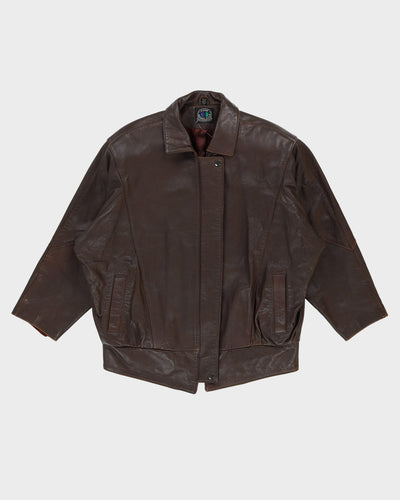 90s Brown Leather Jacket - L