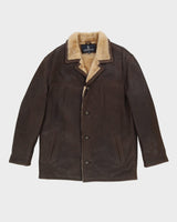 London Fog Brown Fur-Lined Leather Jacket - M