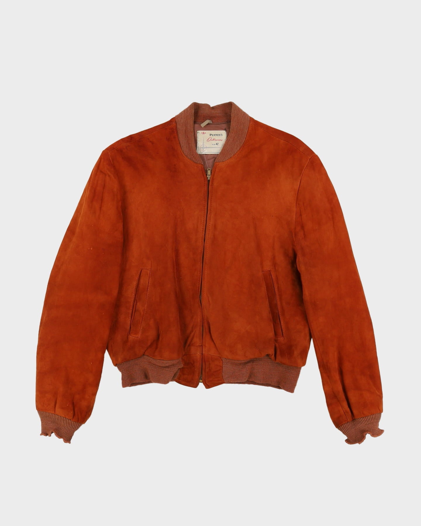 70s Penney's Brown Suede Bomber Jacket - M