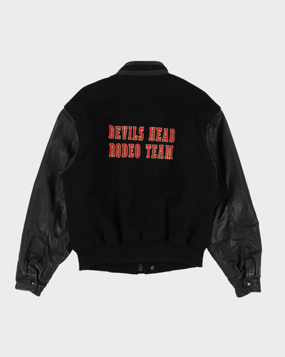90s Devils Head Mountain Rodeo Black Leather Jacket - S