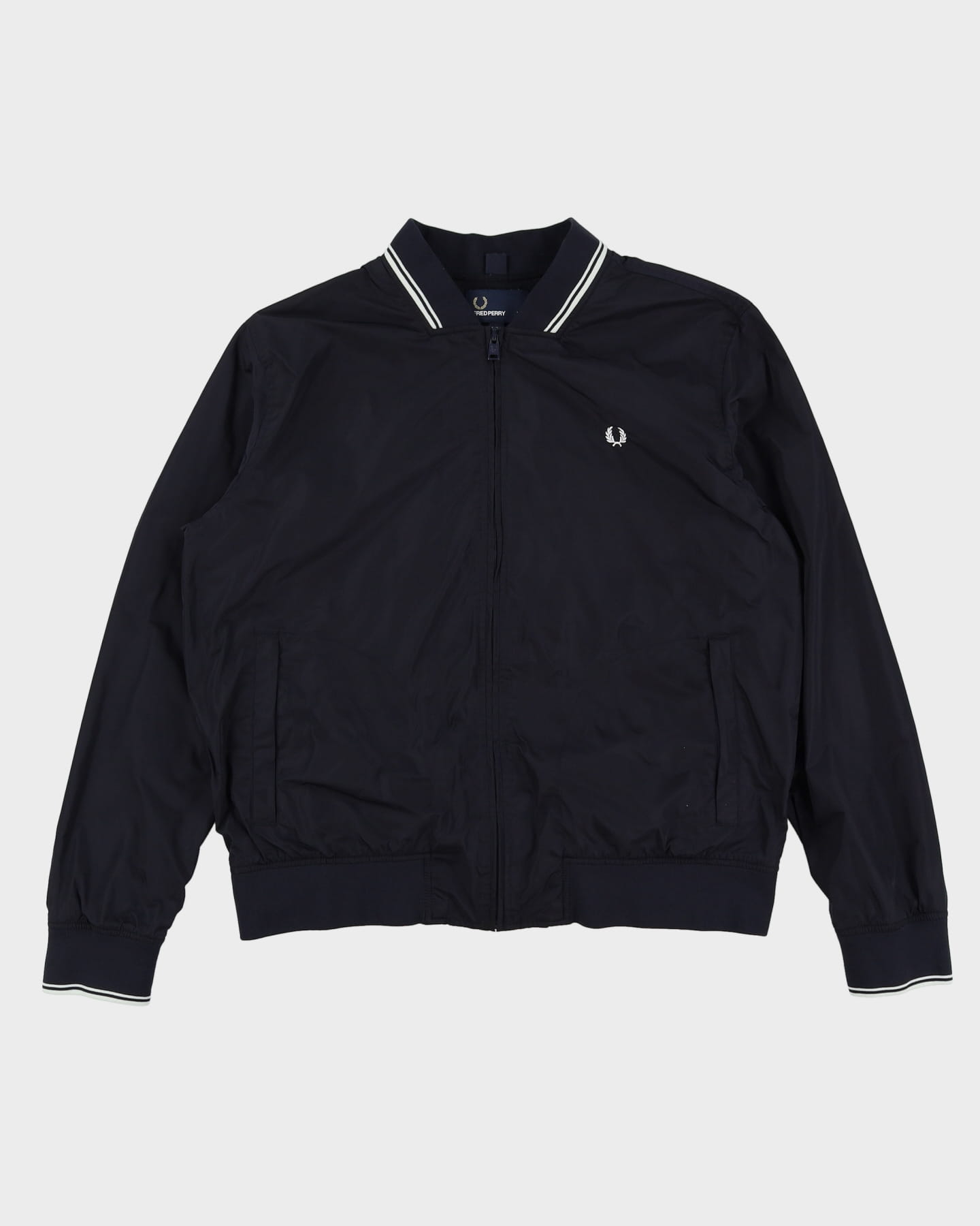 00s Fred Perry Navy Bomber Jacket - XL