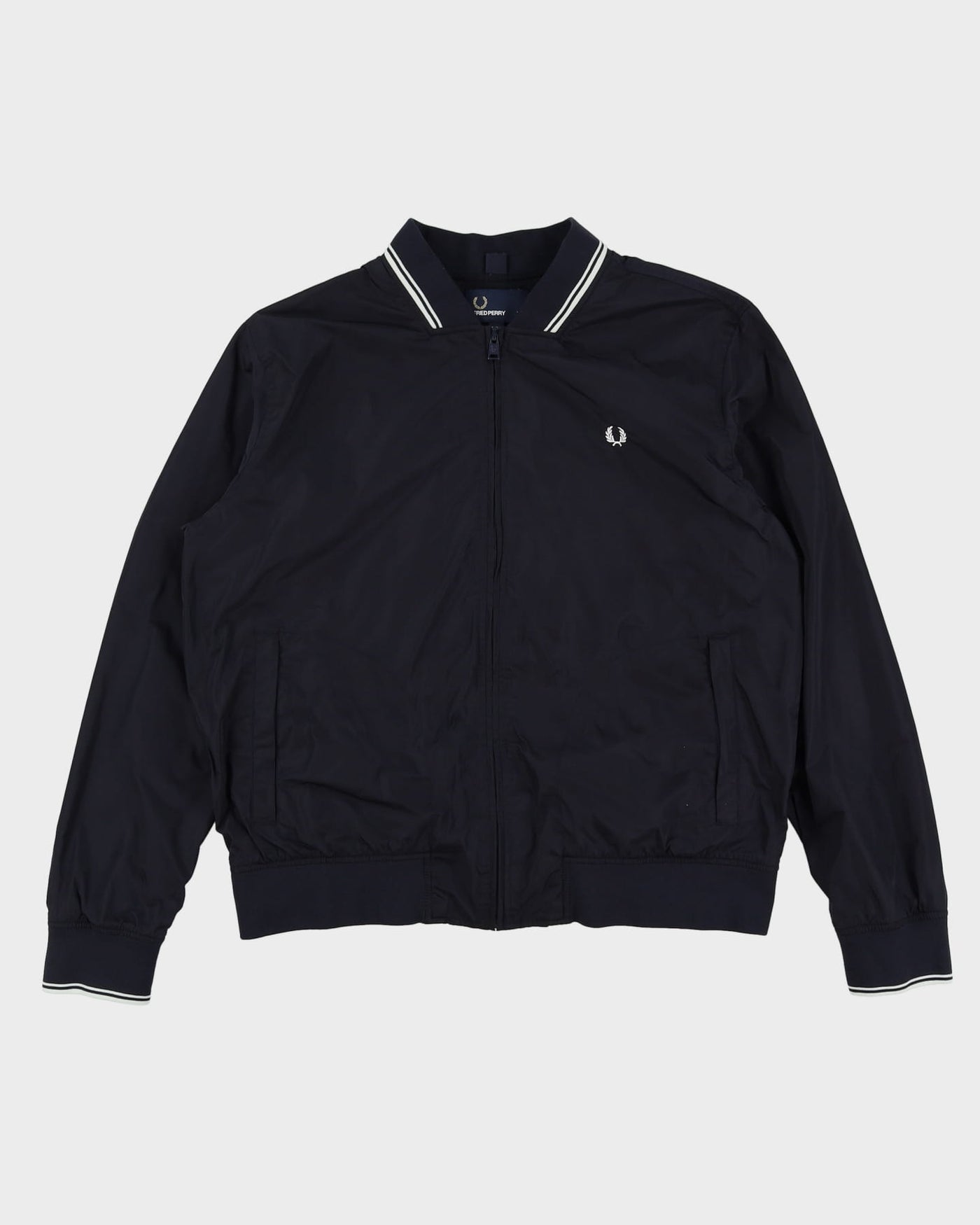 00s Fred Perry Navy Bomber Jacket - XL
