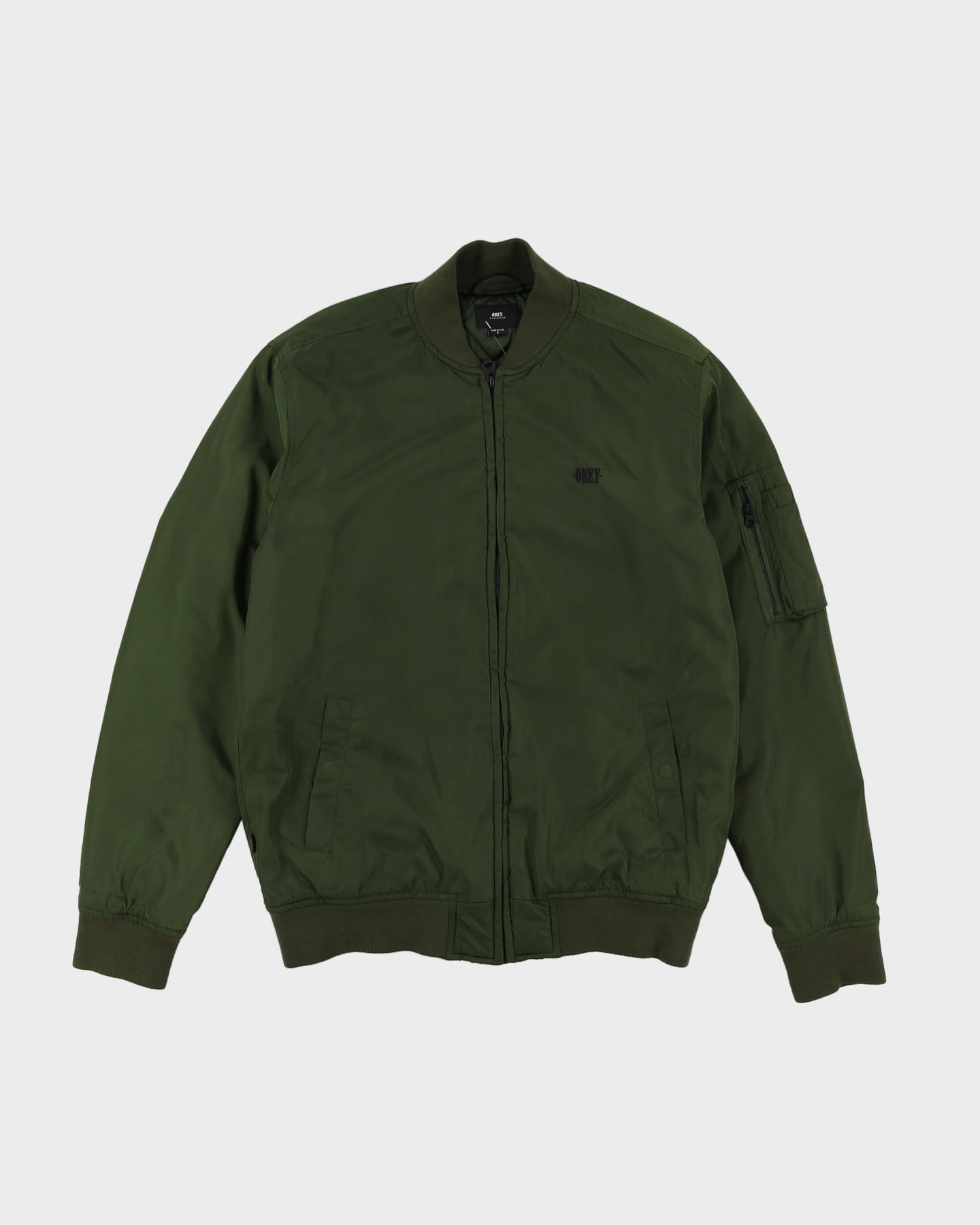 Obey Green Satin Bomber Jacket Jacket - S
