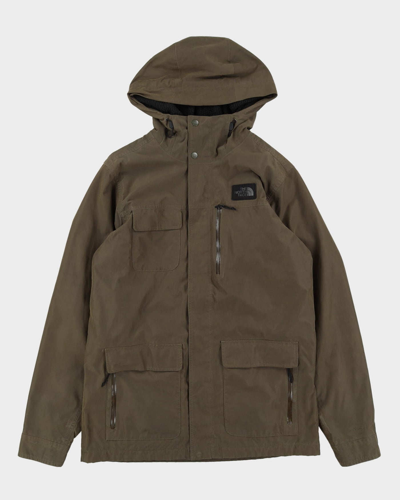 The North Face Green Fleece-Lined Hooded Rain Jacket - M
