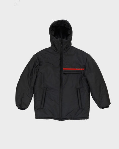 Prada Black Hooded Puffer Jacket - XS