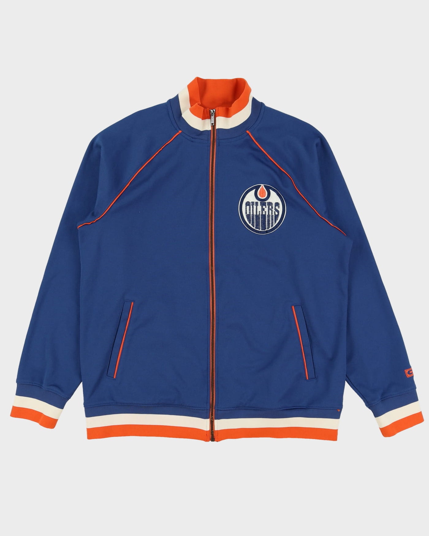 Vintage CCM NHL Edmonton Oilers Blue Track Jacket - XL