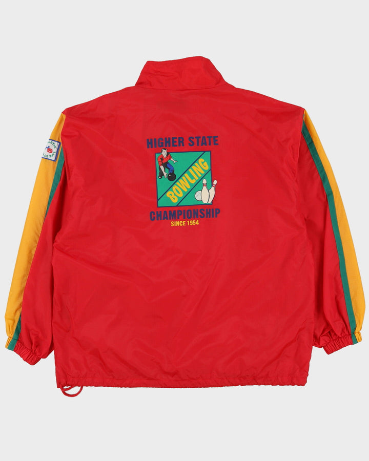 Vintage 90s Higher State Bowling Champions Red Windbreaker Jacket - XL