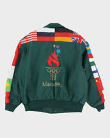 Vintage 1996 Atlanta Olympics Green American Toons Leather Jacket - XL